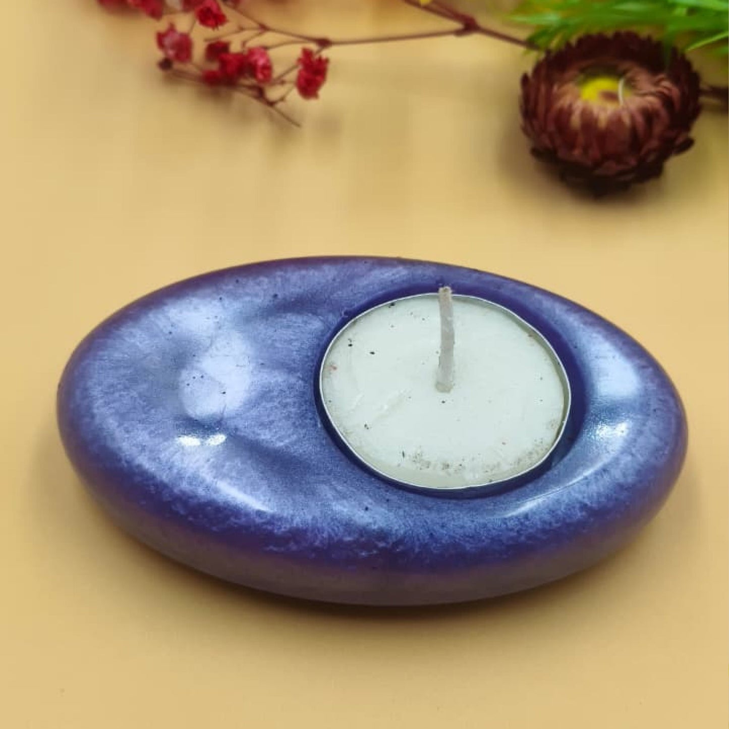 Resin Tealight candle holder 4 inch Violet