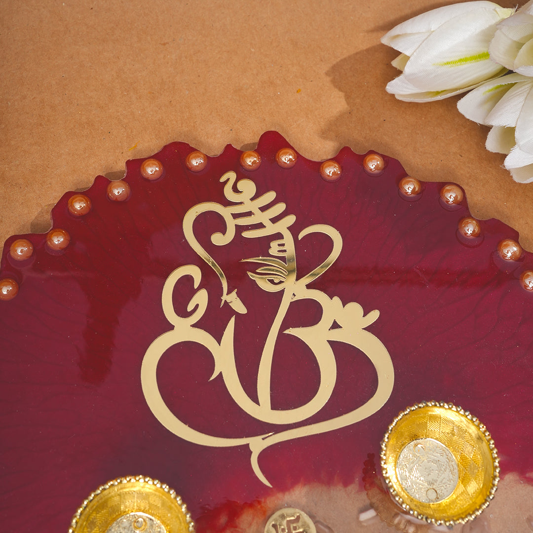 Resin Pooja thali 8 Inch Red