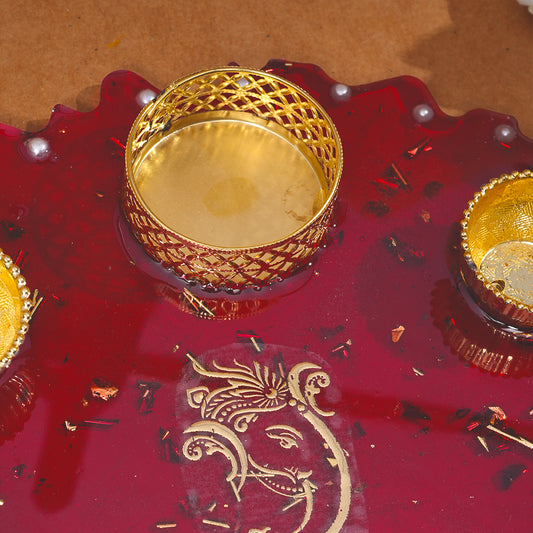 Resin Pooja thali 10 Inch Red