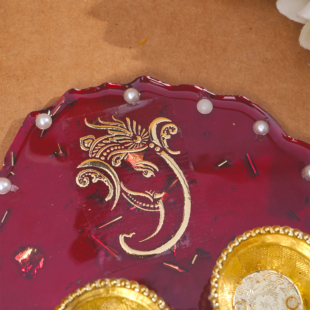 Resin Pooja thali 4 Inch Red