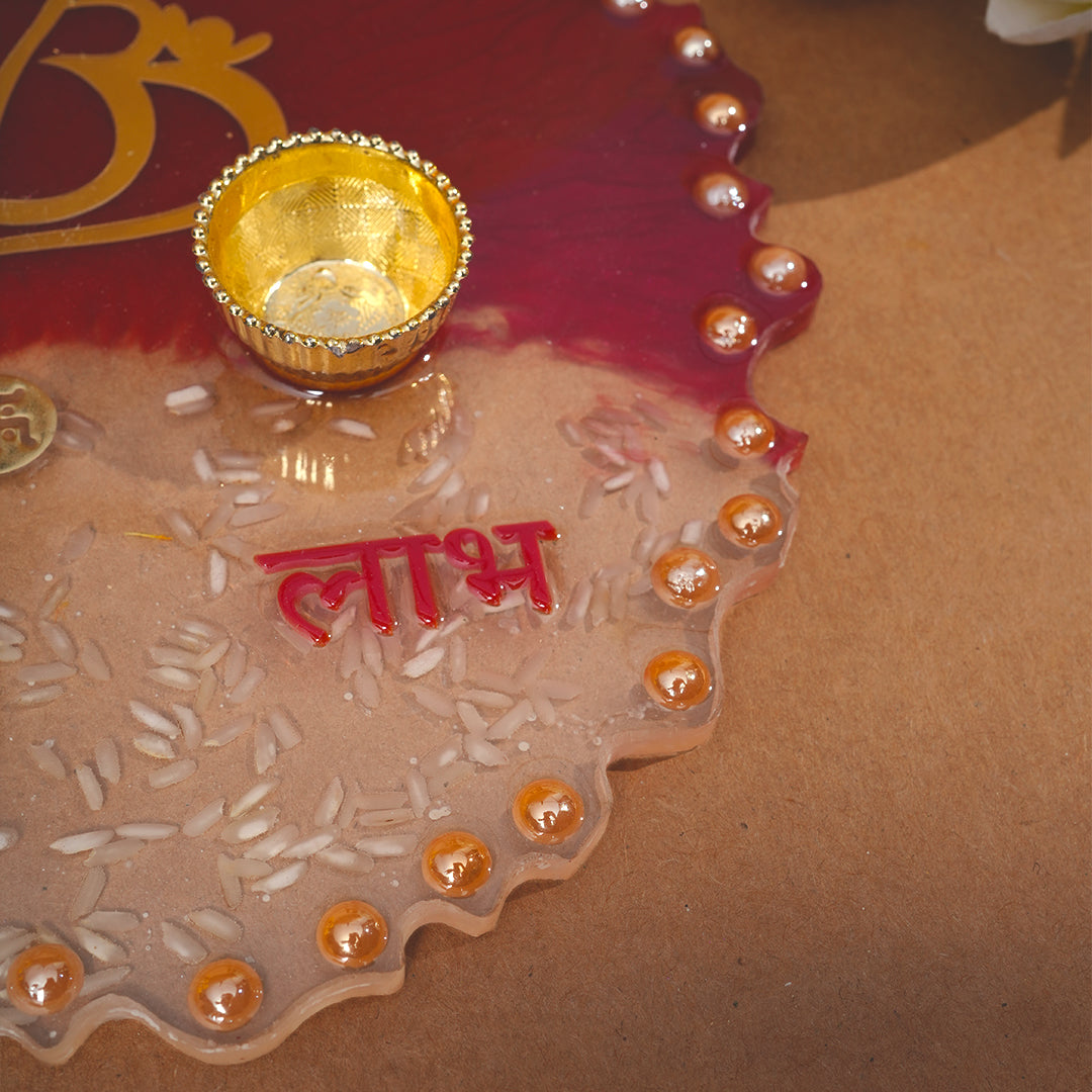Resin Pooja thali 8 Inch Red