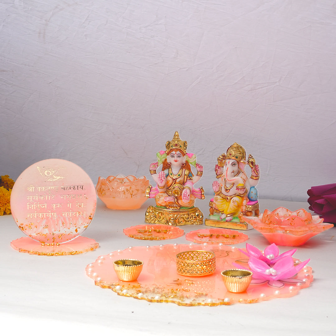Premium Ganesh-Lakshmi Resin Pooja Set – Complete Divine Collection