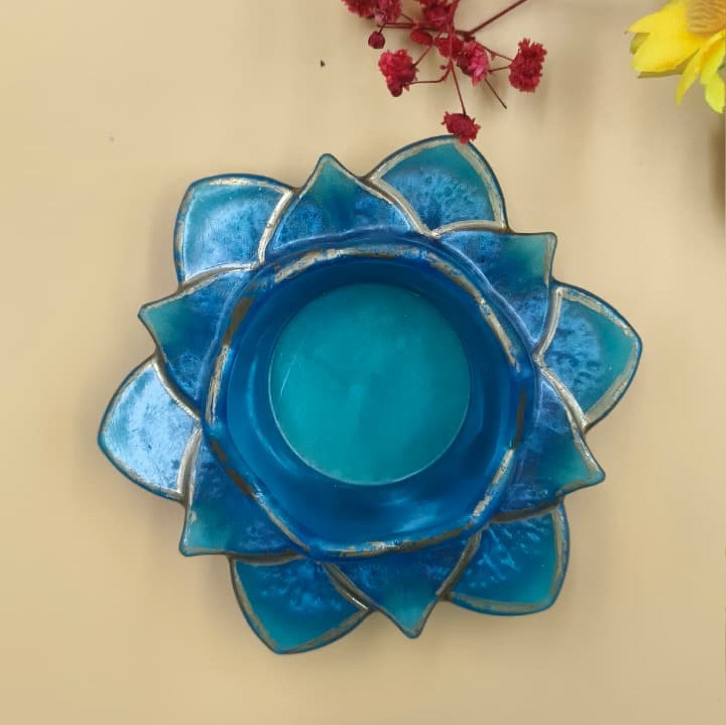 Resin Tealight candle holder Set of 11 Blue