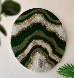 Resin Abstract art Green and White