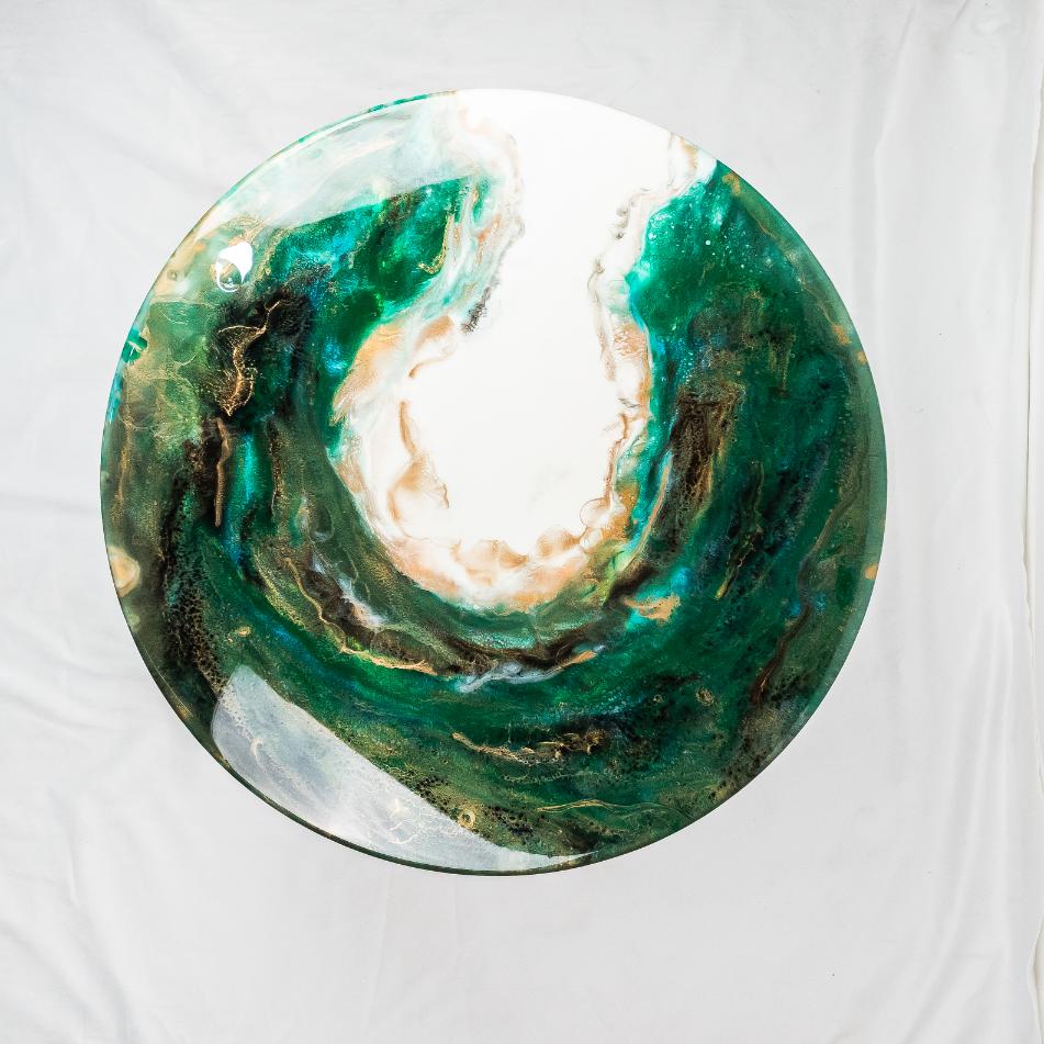 Countertop Tables - Round White & Green