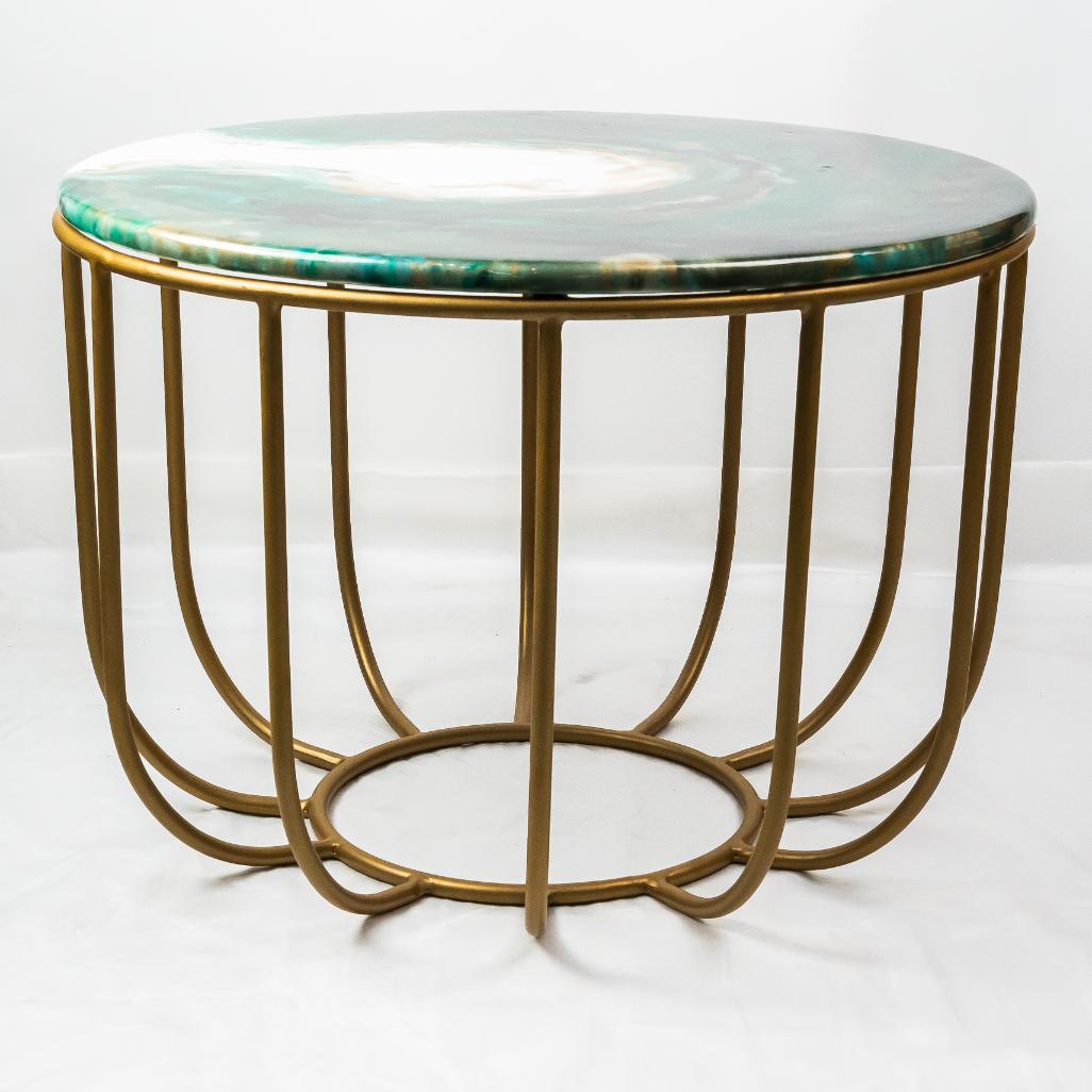 Countertop Tables - Round White & Green