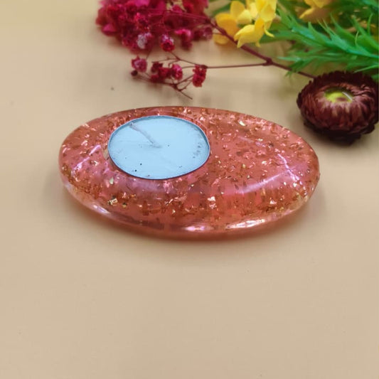 Resin Tealight candle holder 4 inch Orange