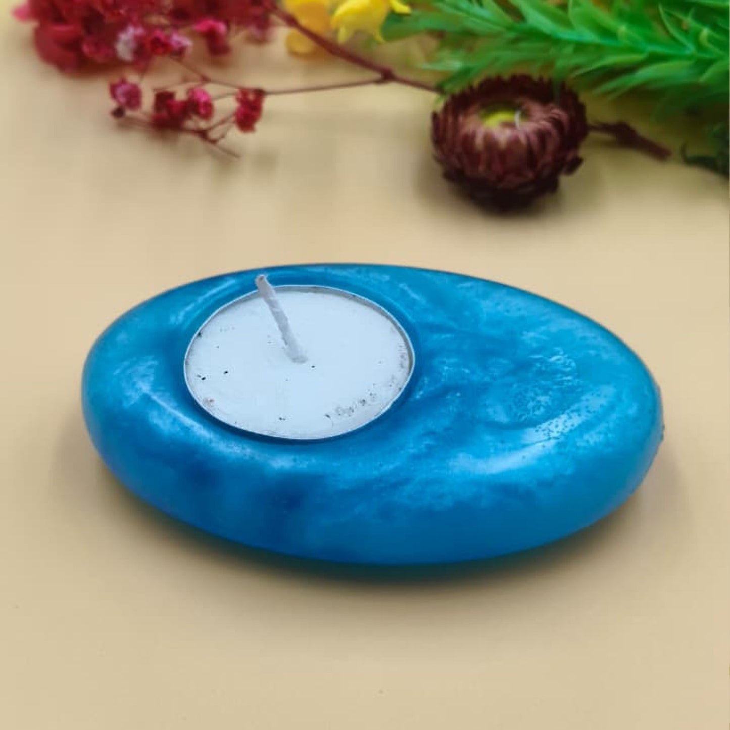 Resin Tealight candle holder 4 inch Blue