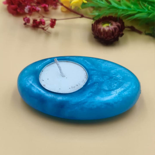 Resin Tealight candle holder 4 inch Blue