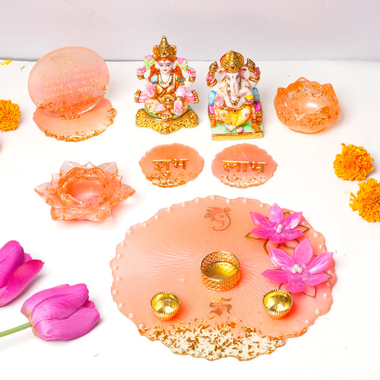 Premium Ganesh-Lakshmi Resin Pooja Set – Complete Divine Collection