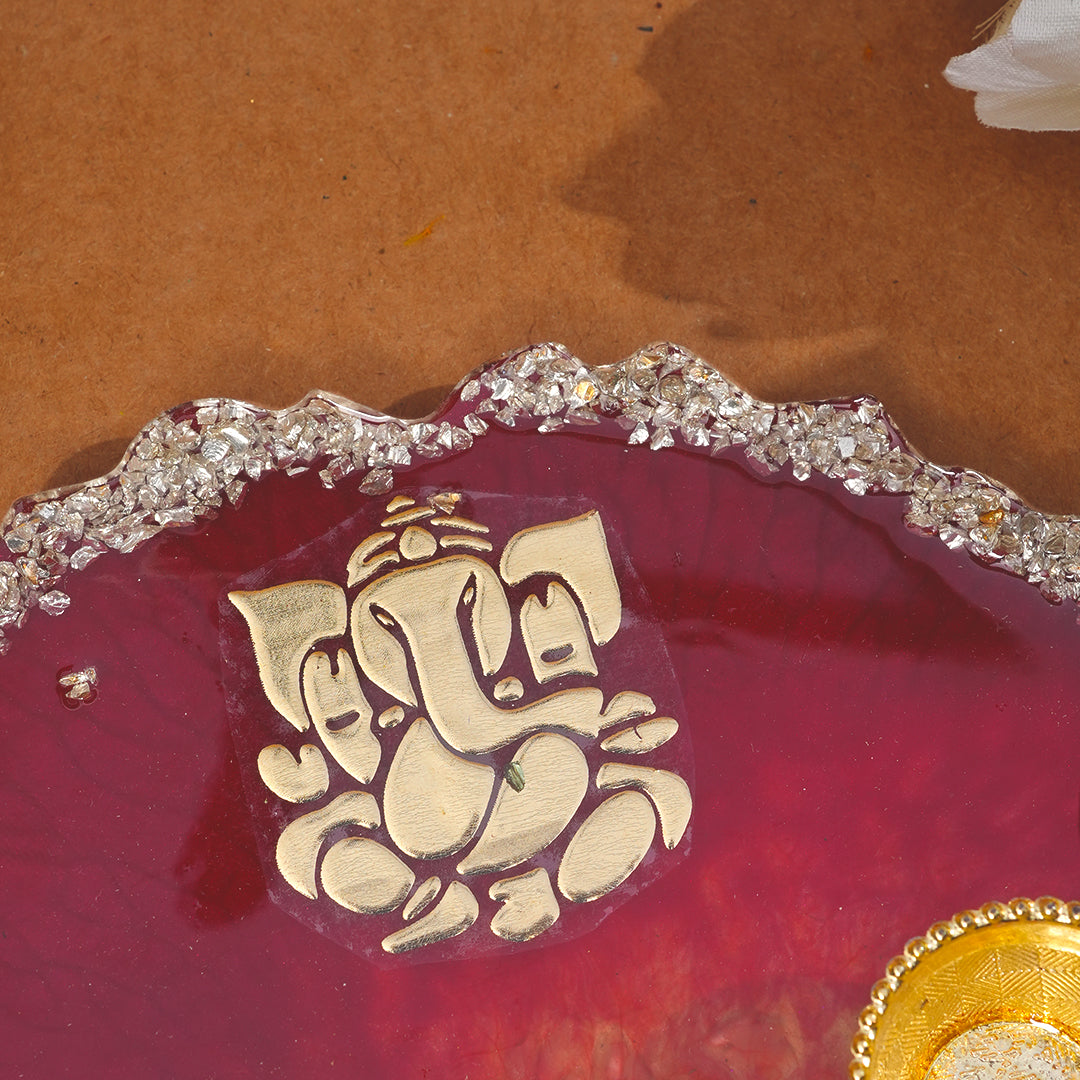 Resin Pooja thali 6 Inch Red