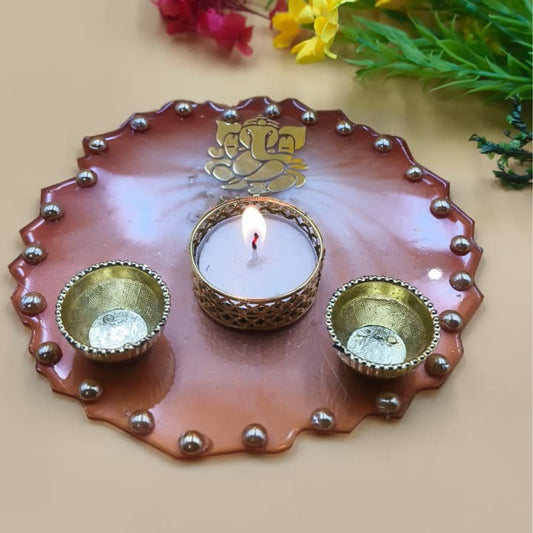 Resin Pooja thali 6 Inch Copper