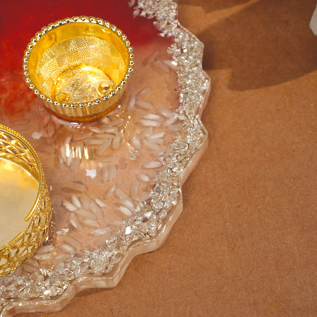 Resin Pooja thali 6 Inch Red