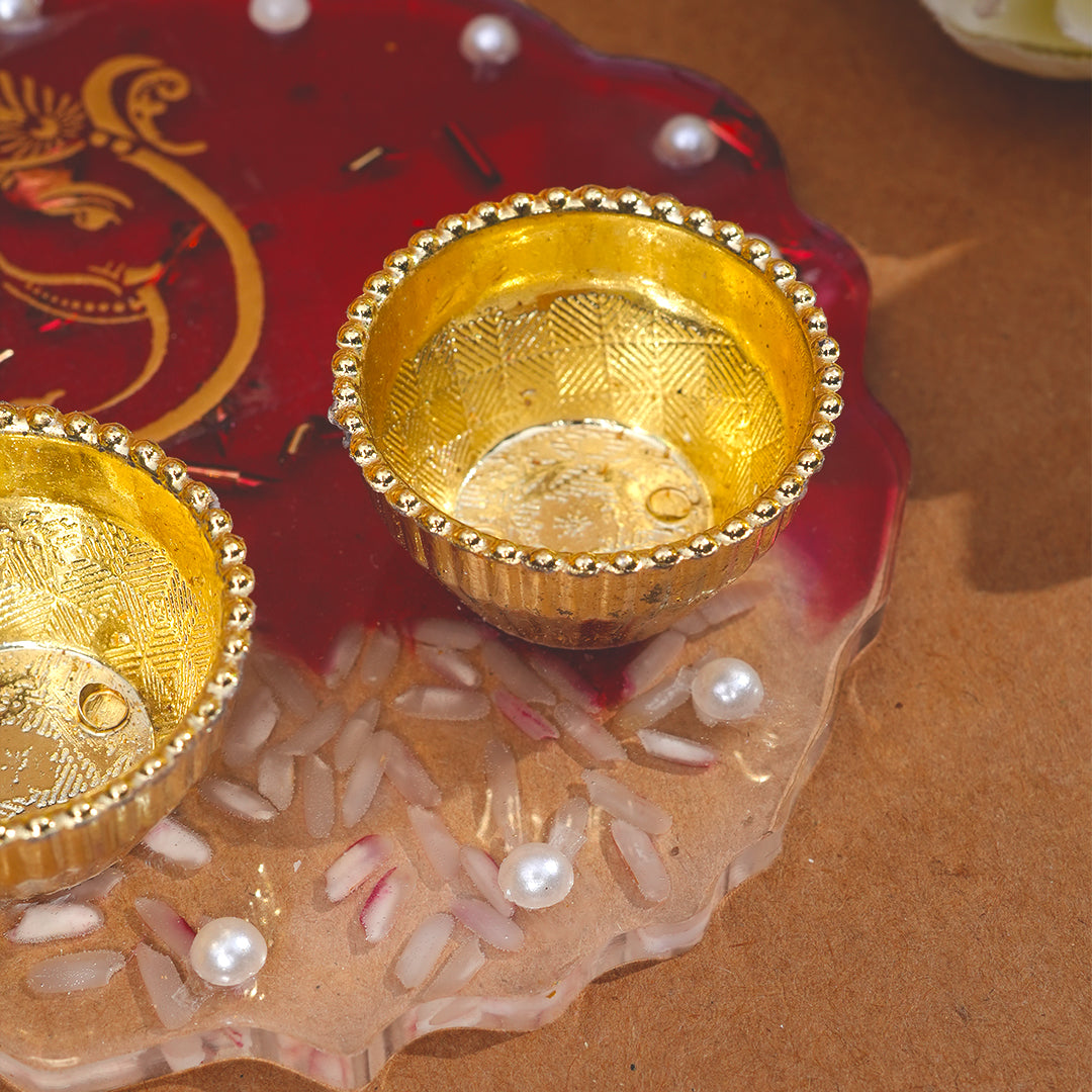 Resin Pooja thali 4 Inch Red