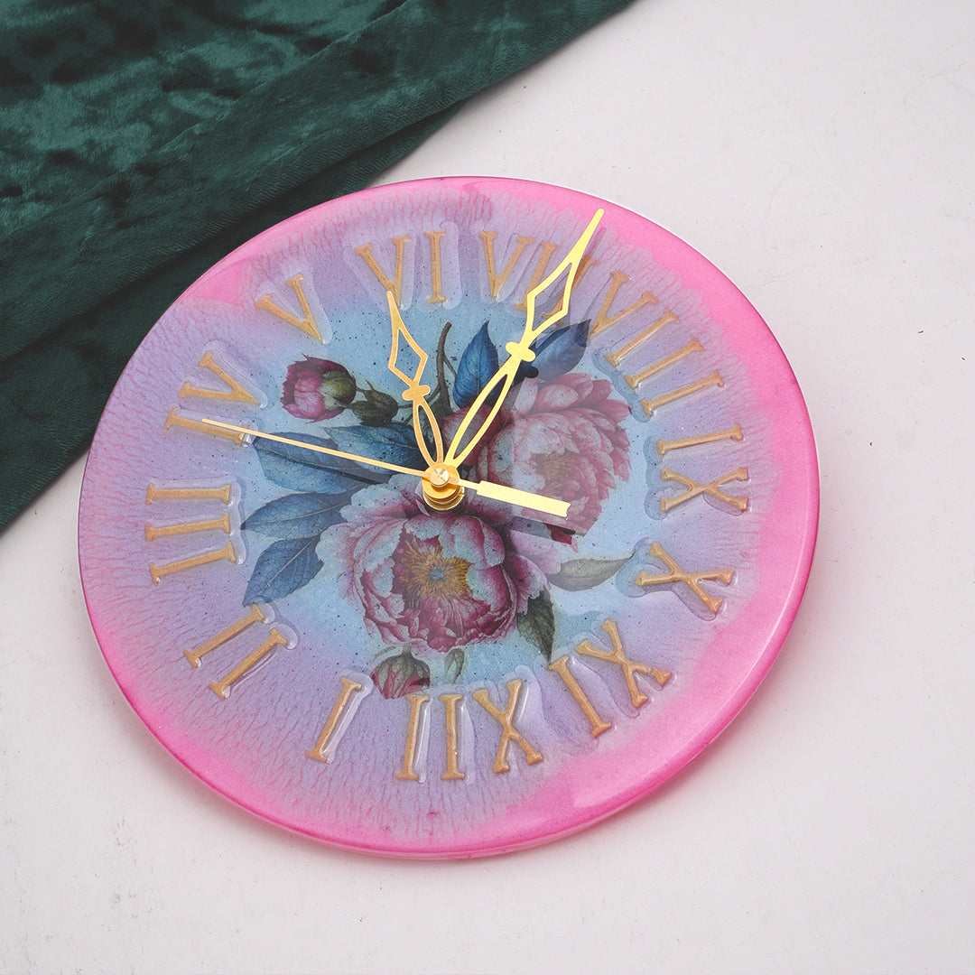 Table Clock - Coating Floral Pink