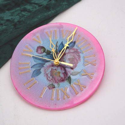 Table Clock - Coating Floral Pink