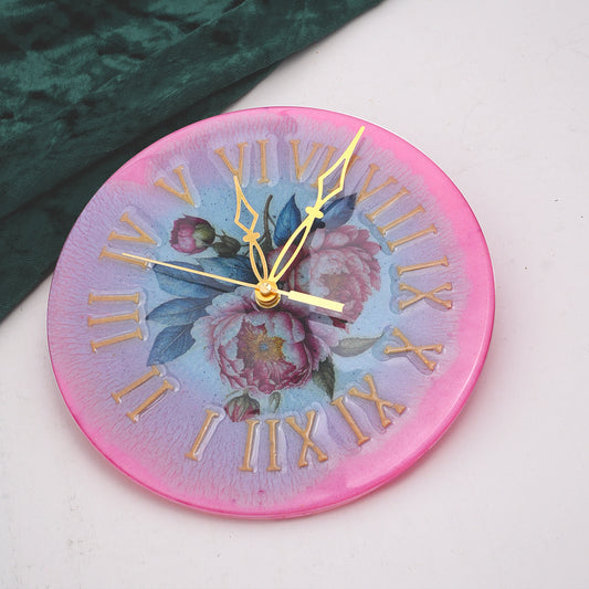Table Clock - Coating Floral Pink