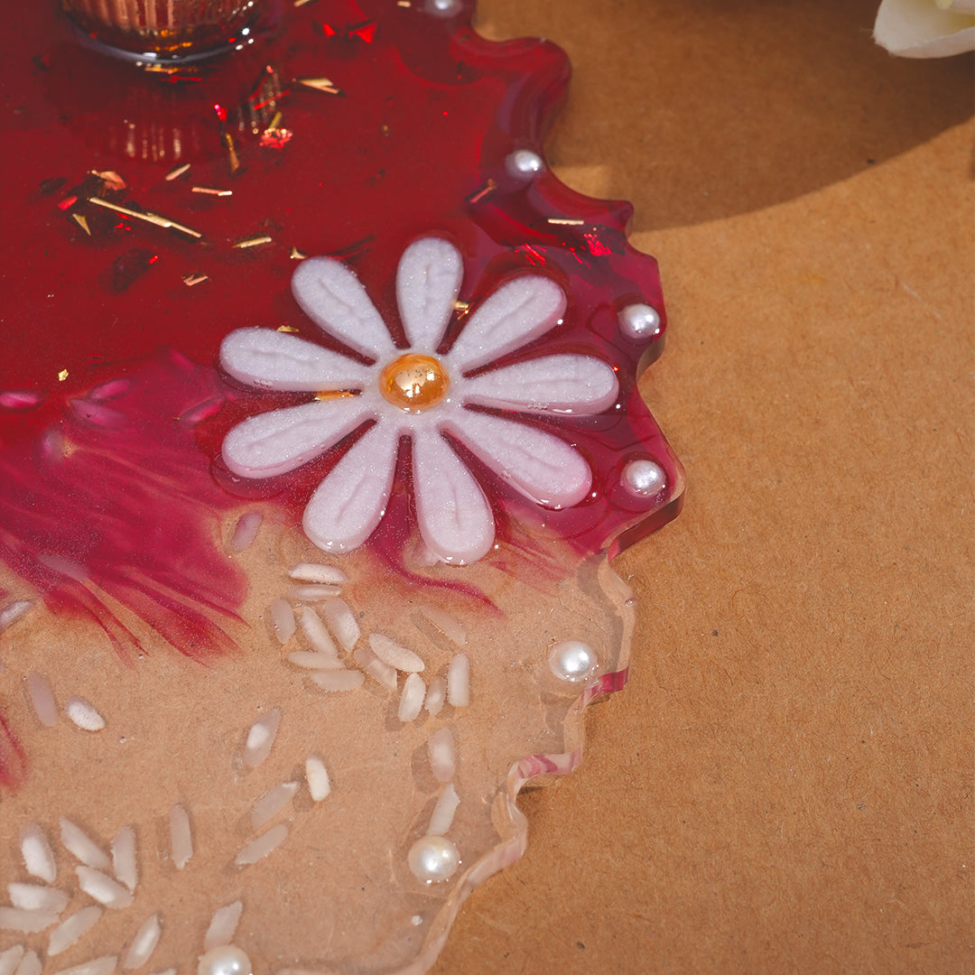 Resin Pooja thali 10 Inch Red