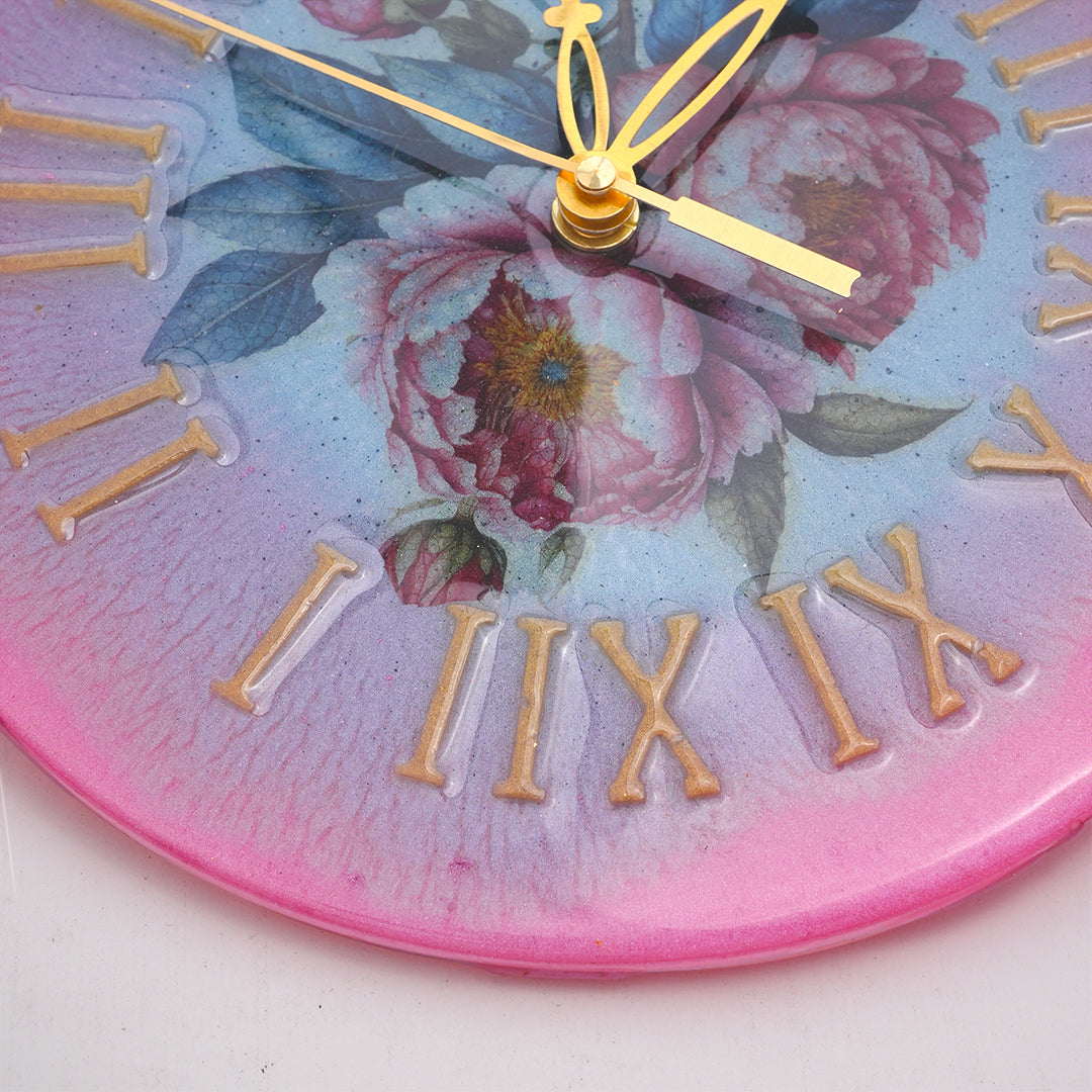 Table Clock - Coating Floral Pink