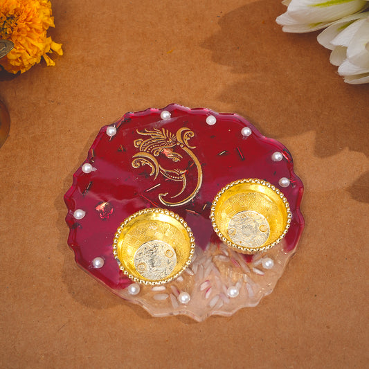 Resin Pooja thali 4 Inch Red