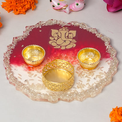 Ganeshji and Resin Pooja Thali Set