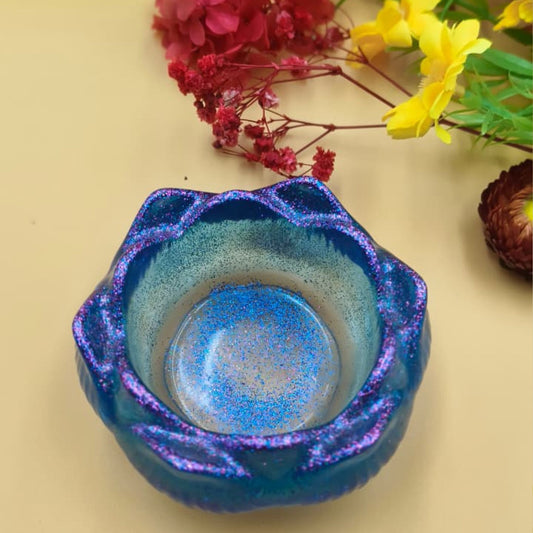 Resin Tealight candle holder 3 inch Deep Blue