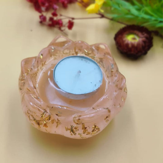 Resin Tealight candle holder 3 inch Peach