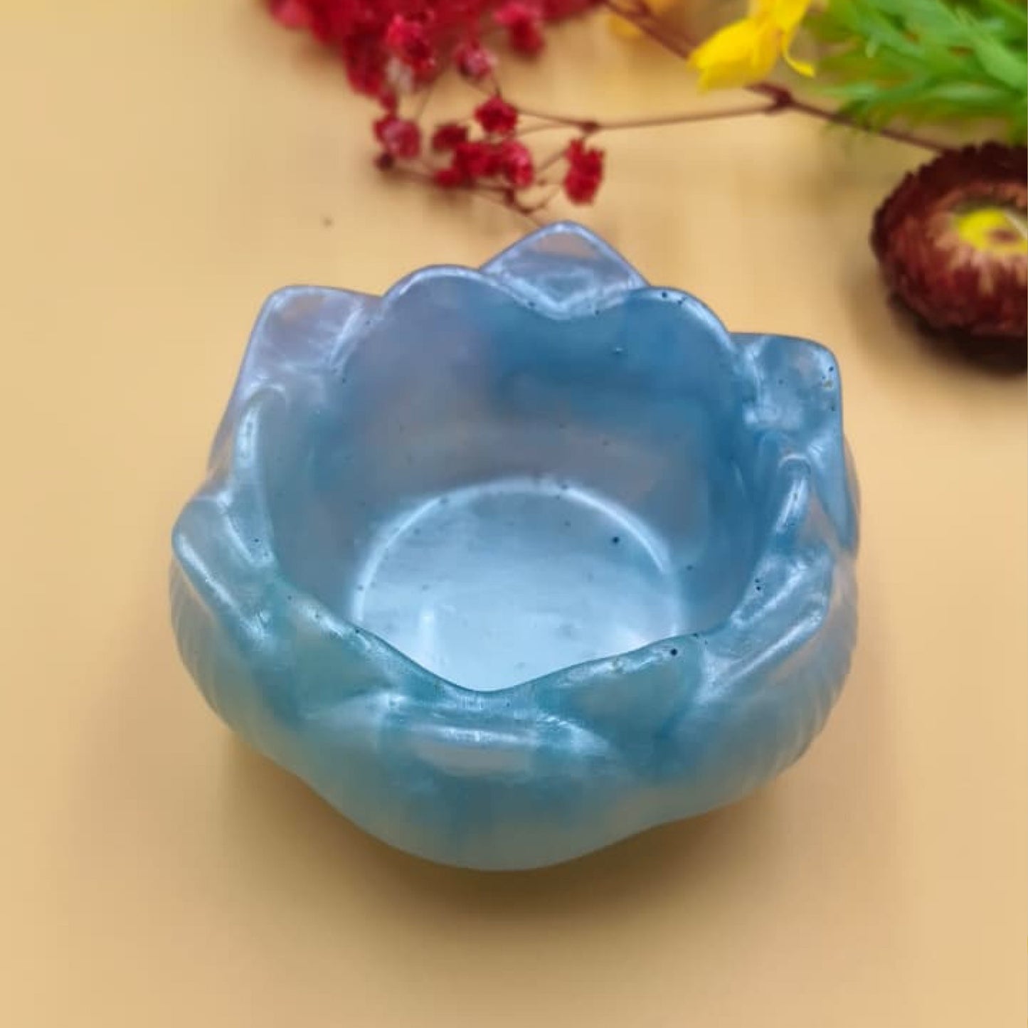 Resin Tealight candle holder Set of 5 Light Blue