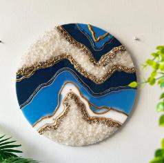 Resin Abstract art Blue and White