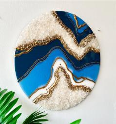 Resin Abstract art Blue and White