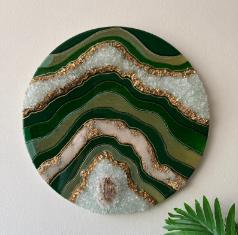 Resin Abstract art Green and White