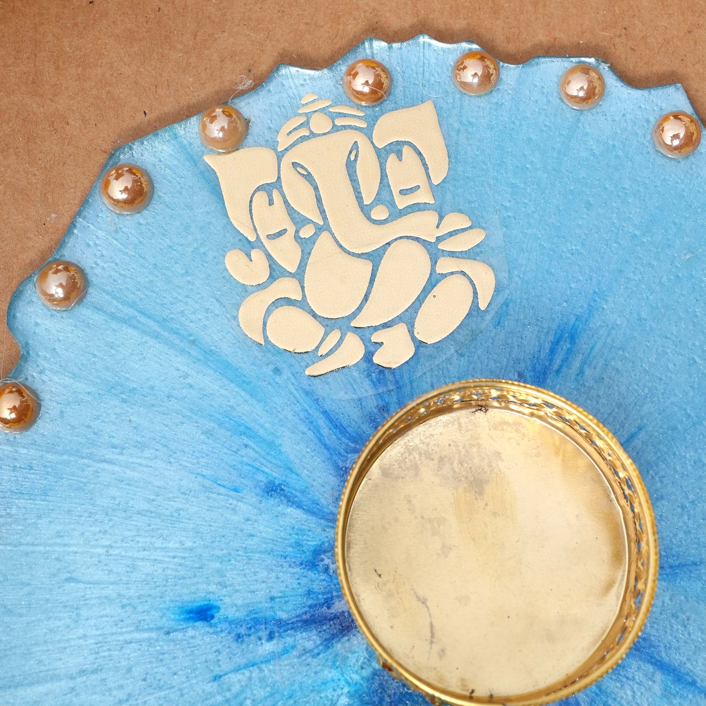 Resin Pooja thaali 6 inch sky blue