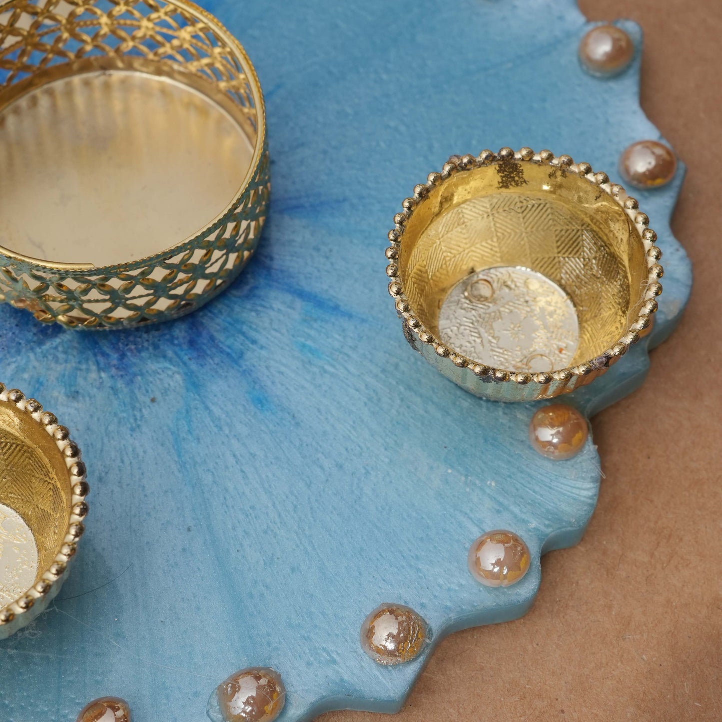 Resin Pooja thaali 6 inch sky blue