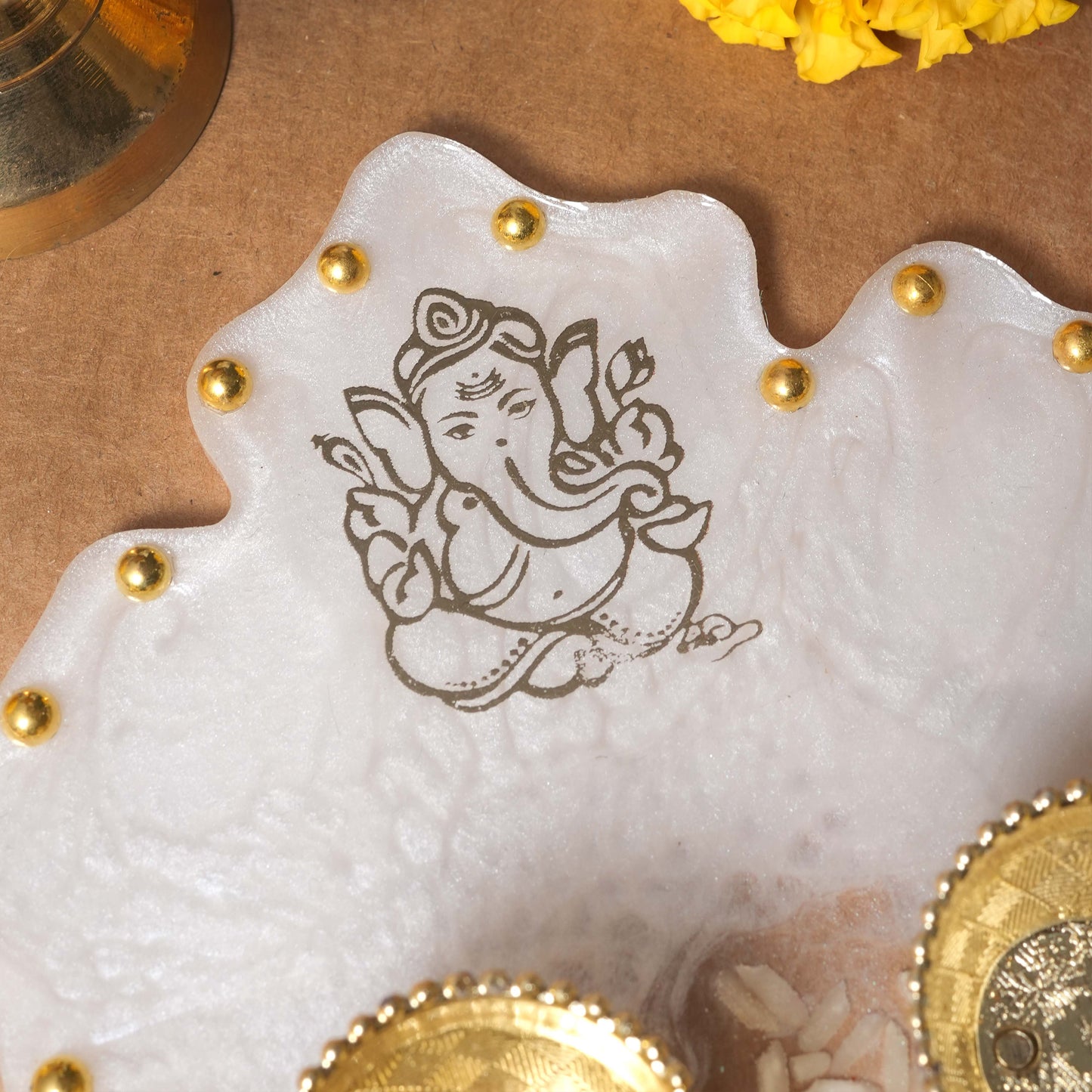 Resin Pooja thali 4 inch White