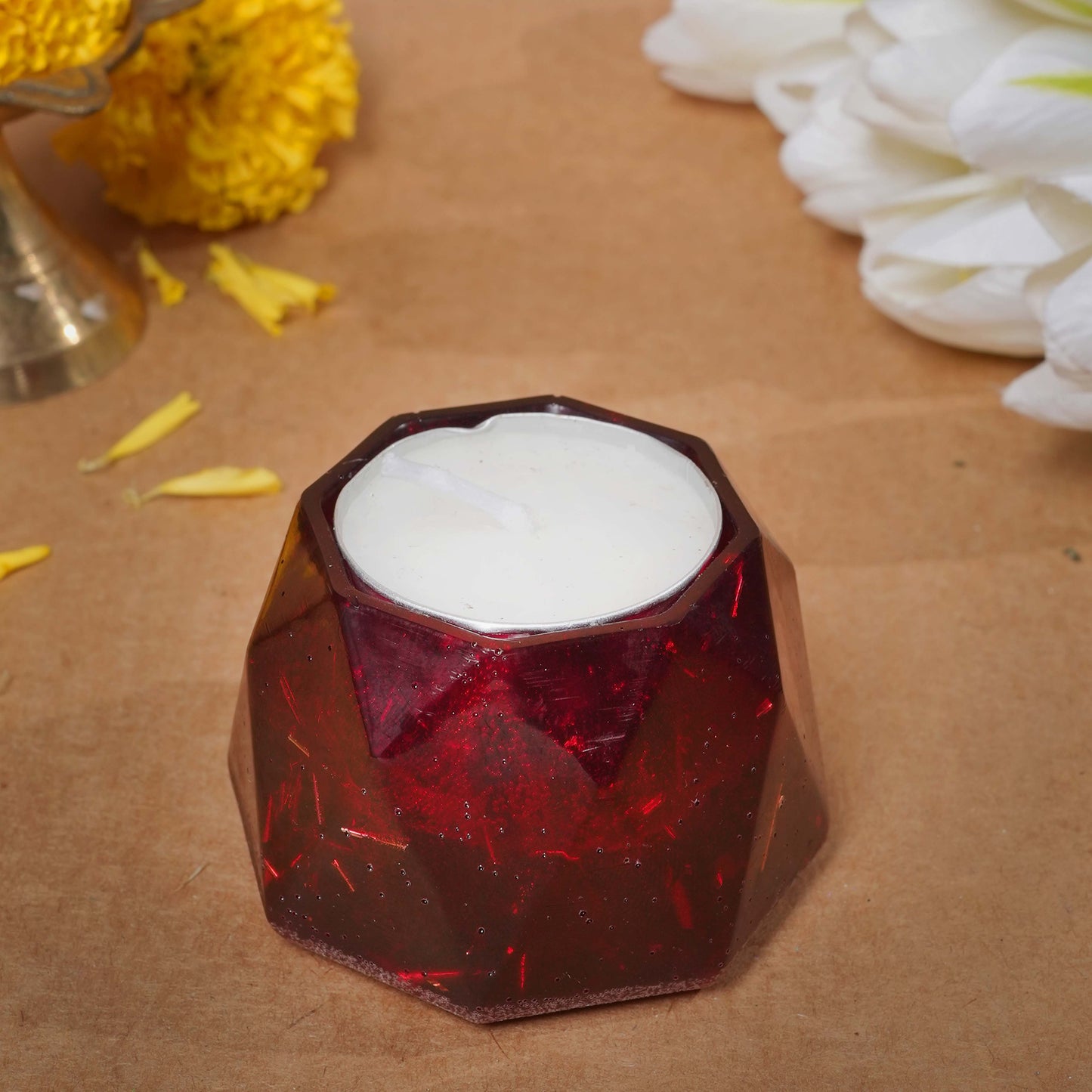Resin Tealight candle holder 3.5 inch red