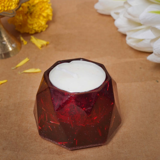 Resin Tealight candle holder 3.5 inch red