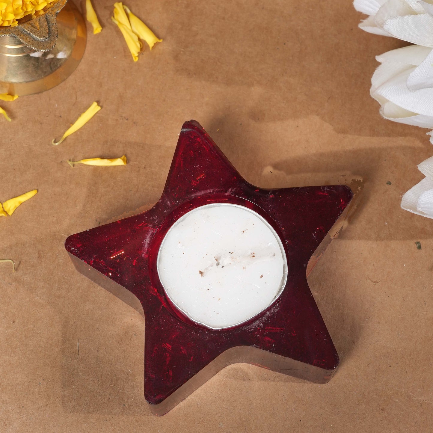 Resin Tealight candle holder 3 inch red