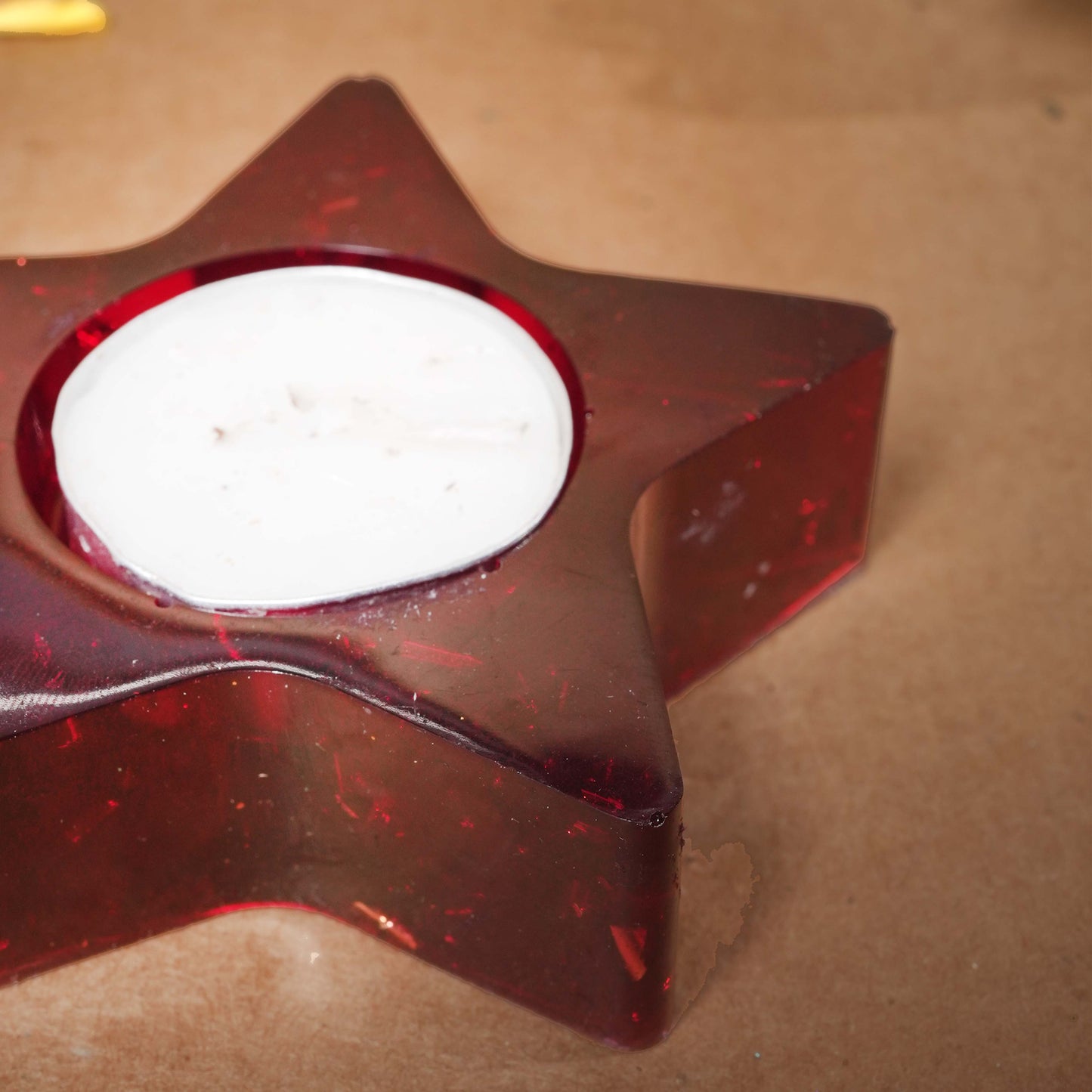 Resin Tealight candle holder 3 inch red