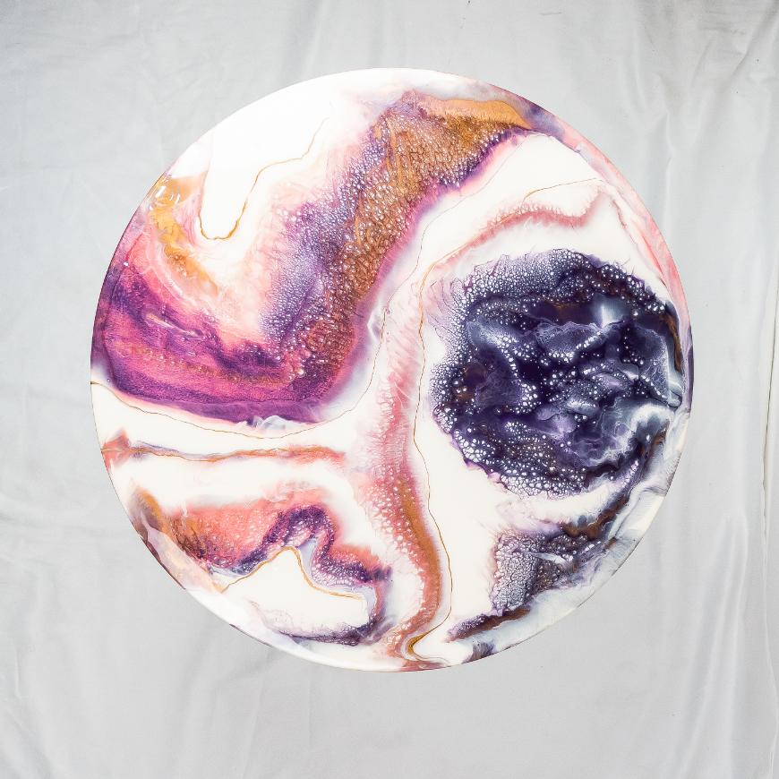 Countertop Tables - Round Pink & White
