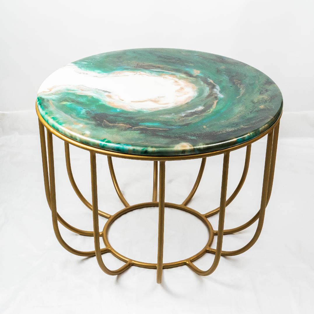 Countertop Tables - Round White & Green