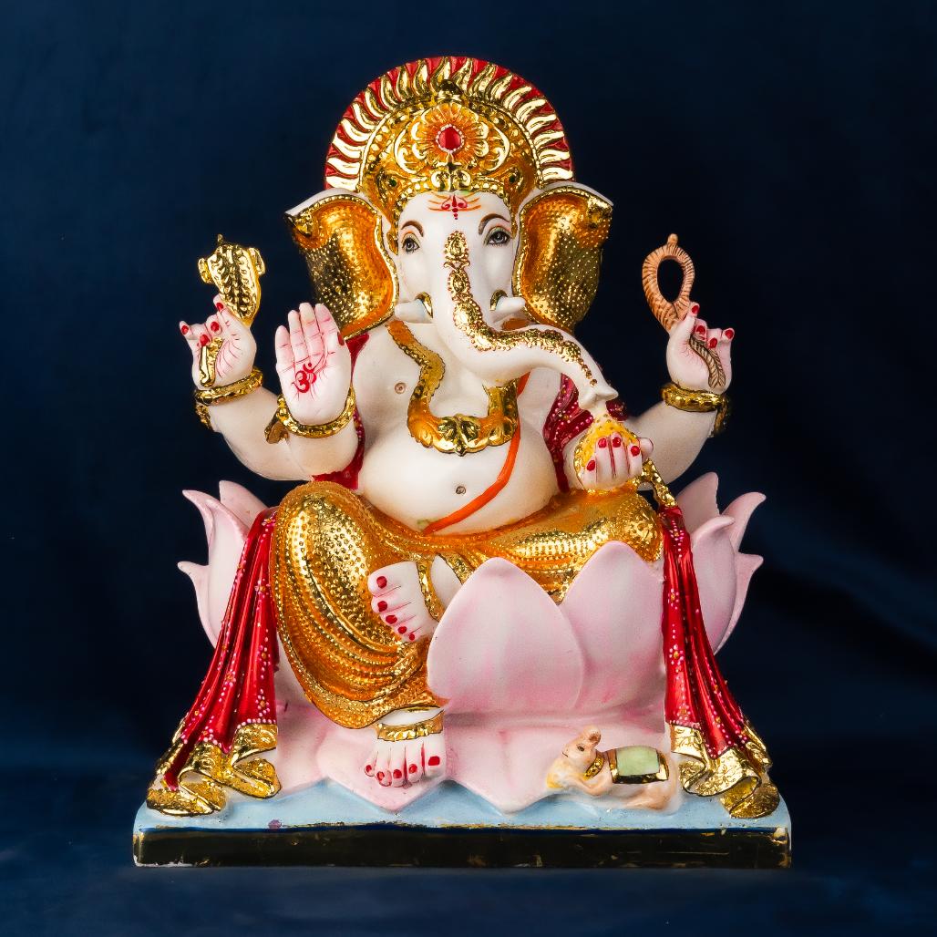 Lord Ganesha Lotus Murti