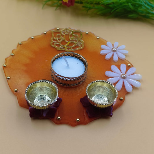 Resin Pooja thali 6 Inch Vibrant Orange