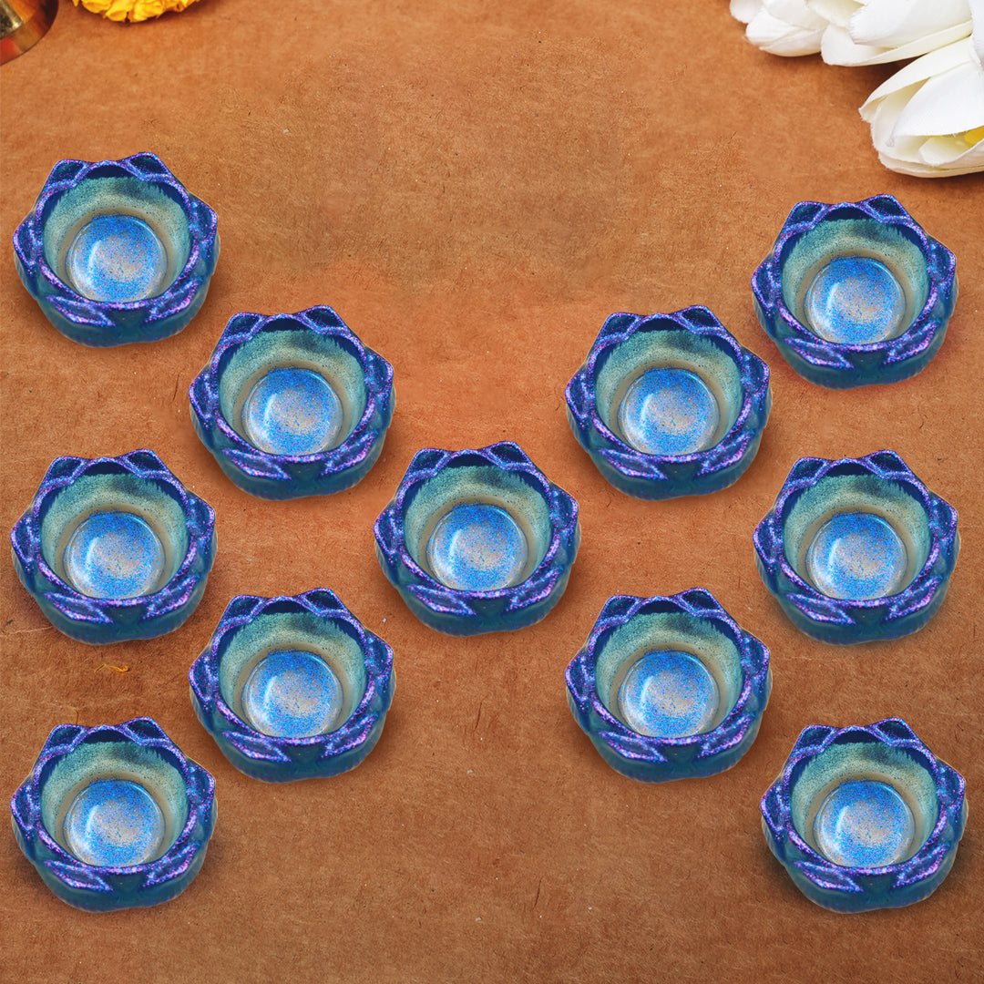 Resin Tealight candle holder Set of 11 Deep Blue