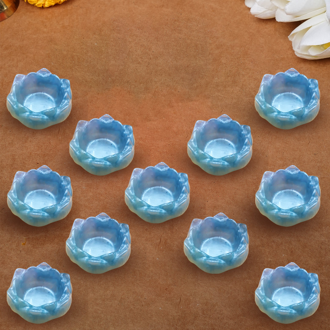Resin Tealight candle holder Set of 11 Light Blue