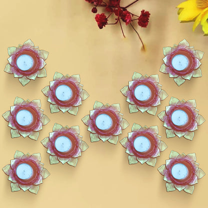 Resin Tealight candle holder Set of 11 Red & Gold