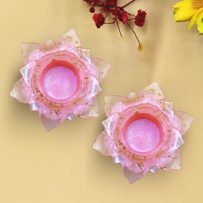 Resin Tealight candle holder Set of 2 Light Pink