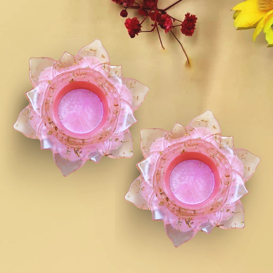 Resin Tealight candle holder Set of 2 Light Pink