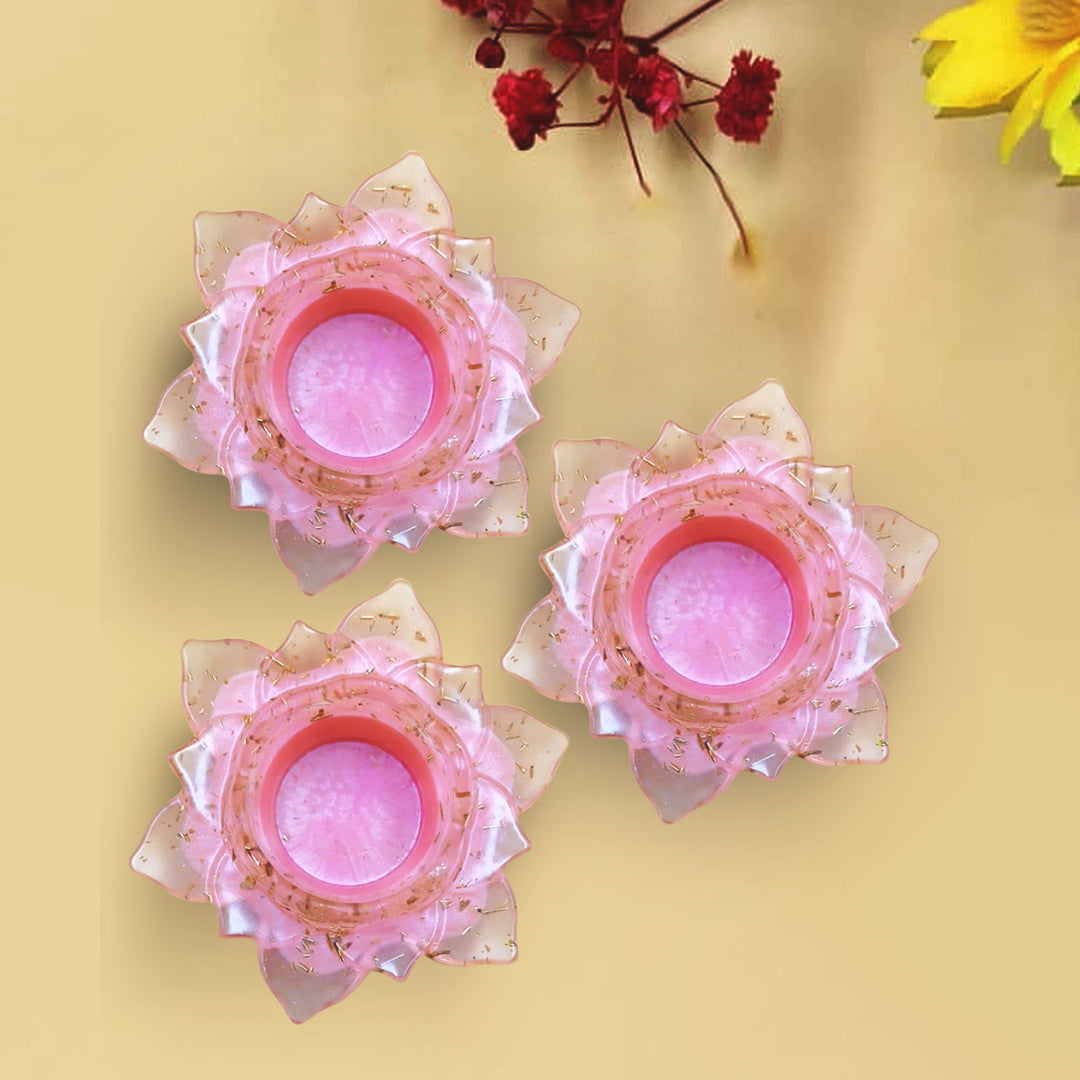 Resin Tealight candle holder Set of 3 Light Pink