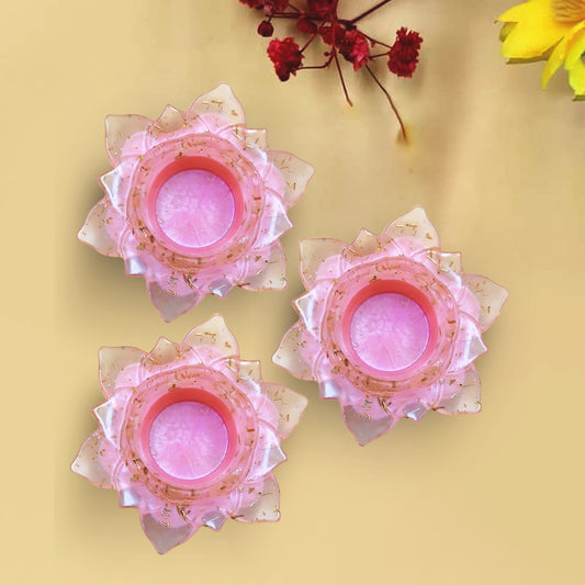Resin Tealight candle holder Set of 3 Light Pink