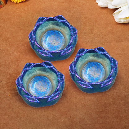 Resin Tealight candle holder Set of 3 Deep Blue